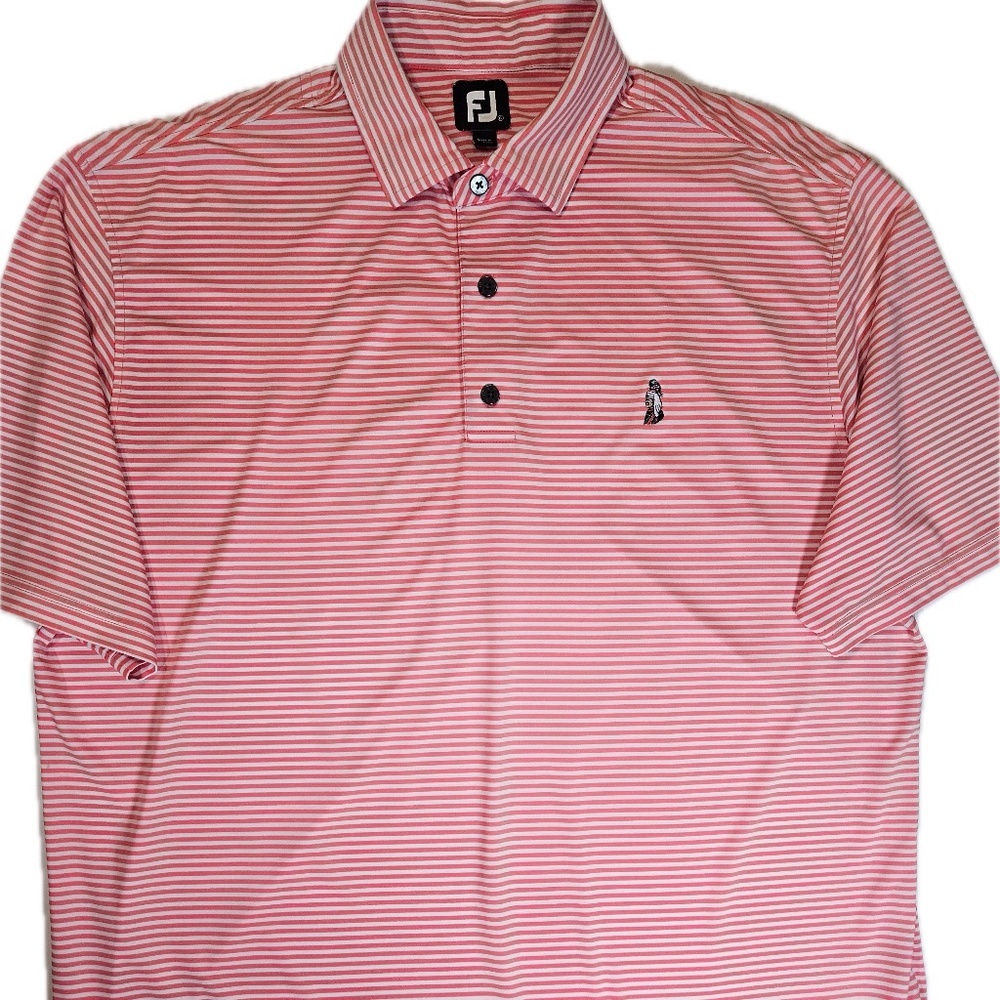 FootJoy Polo Shirt Mens XL Coral Stripe Golf Performance Stretch Short Sleeve‎